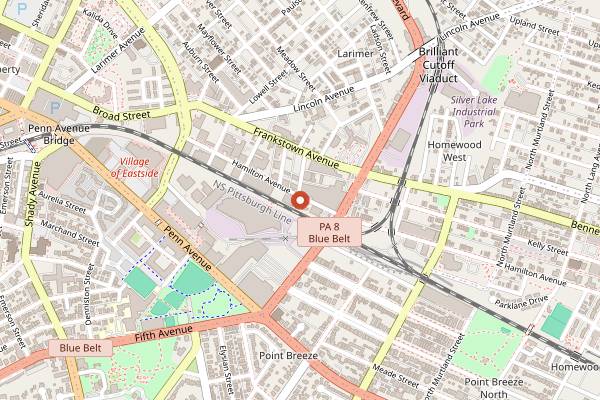 Map showing KLVN Coffee Lab (Point Breeze) in Pittsburgh