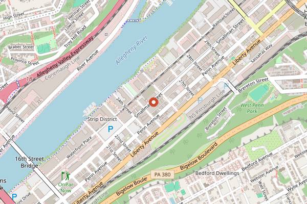 Map showing The James Cafe in Pittsburgh