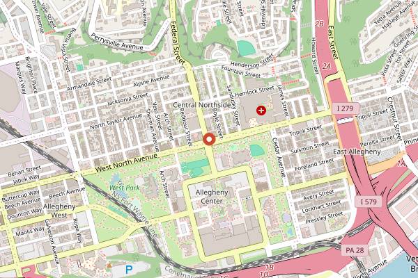 Map showing Yinz Coffee (North Side) in Pittsburgh