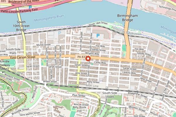 Map showing The Pub Chip Shop in Pittsburgh