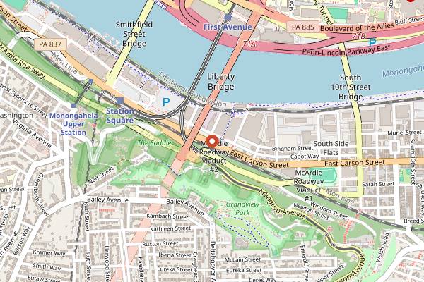 Map showing Gaynor's School of Cooking in Pittsburgh
