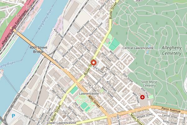 Map showing The Vandal in Pittsburgh