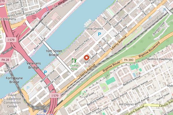 Map showing Primanti Bros (Strip District original) in Pittsburgh