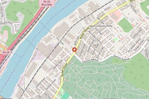 Map showing Blue Moon in Pittsburgh