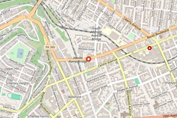 Map showing P Town Bar in Pittsburgh