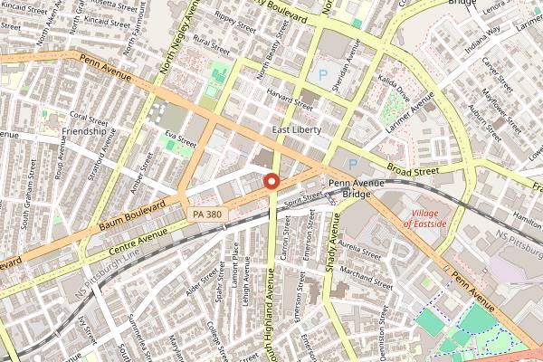 Map showing Muddy Waters Oyster Bar in Pittsburgh