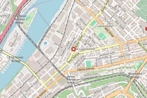 Map showing Poulet Bleu in Pittsburgh