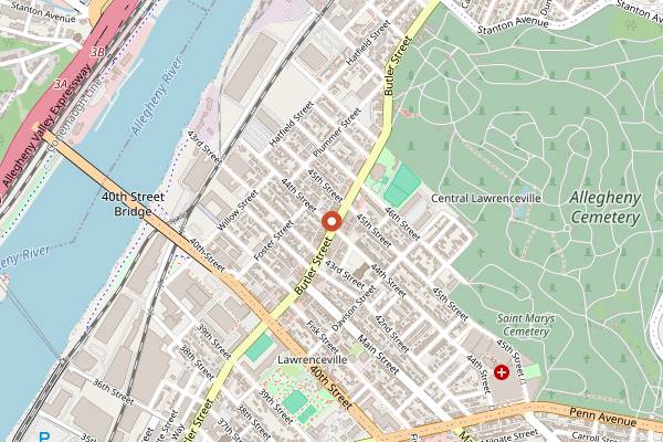 Map showing The Parlor Dim Sum in Pittsburgh