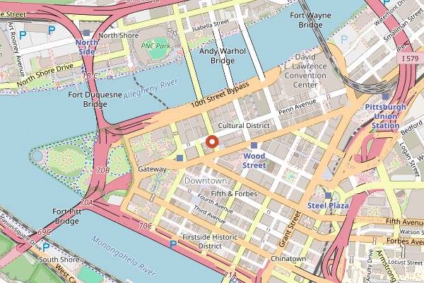 Map showing tako in Pittsburgh