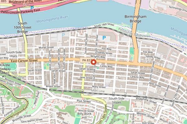 Map showing The Pub Chip Shop in Pittsburgh