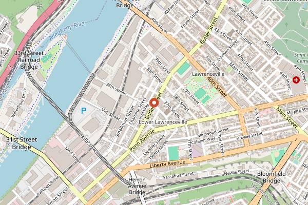 Map showing Pizza Lupo (natural wine) in Pittsburgh