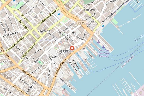 Map showing Gritty McDuff's Brew Pub in Portland