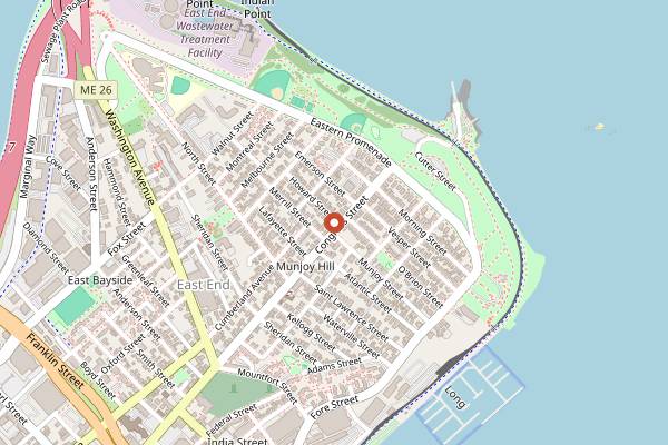 Map showing The Front Room in Portland