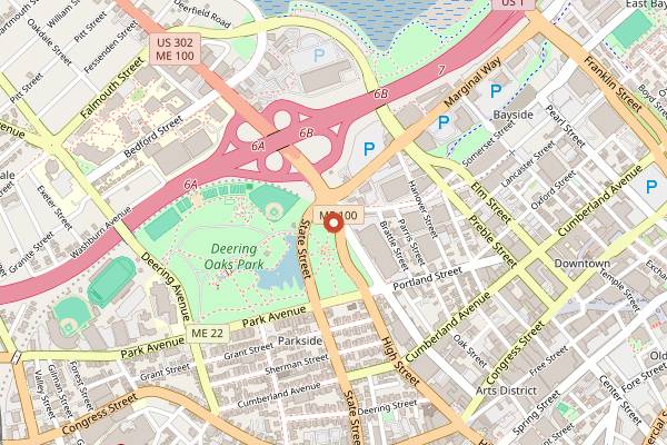Map showing Higher Grounds Fair Trade Coffee in Portland