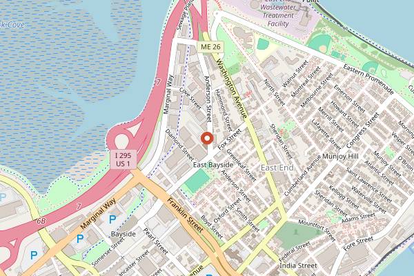 Map showing Tandem Coffee Roasters Anderson Street in Portland