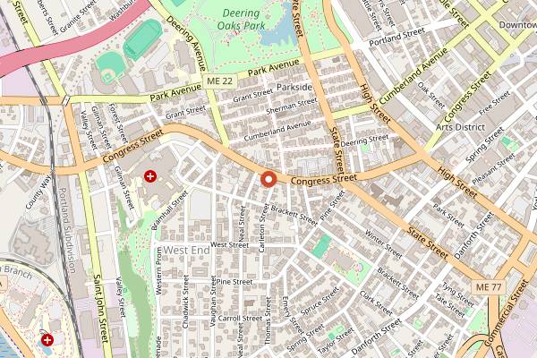 Map showing Tandem Coffee + Bakery Congress Street in Portland