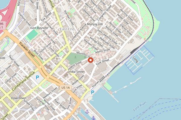 Map showing Maine Lobster Roll Making Class in Portland