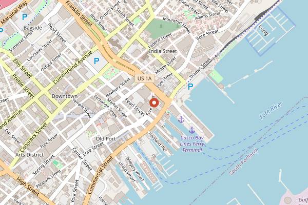 Map showing Fore Street in Portland