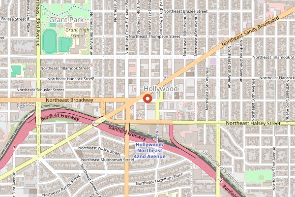 Map showing Doe Donuts in Portland