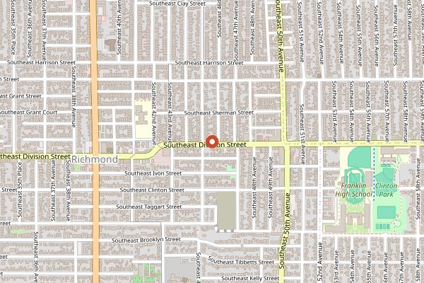 Map showing Stumptown Coffee Roasters Division in Portland