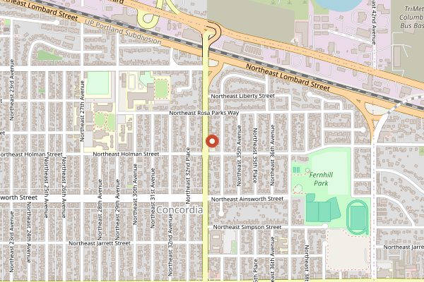 Map showing Aladdin's Cafe in Portland