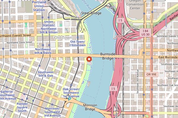 Map showing Portland Saturday Market in Portland