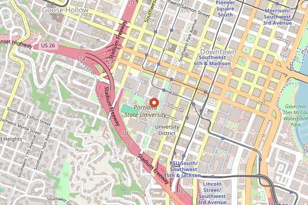 Map showing PSU Farmers Market in Portland