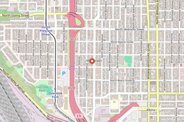 Map showing Mississippi Studios in Portland