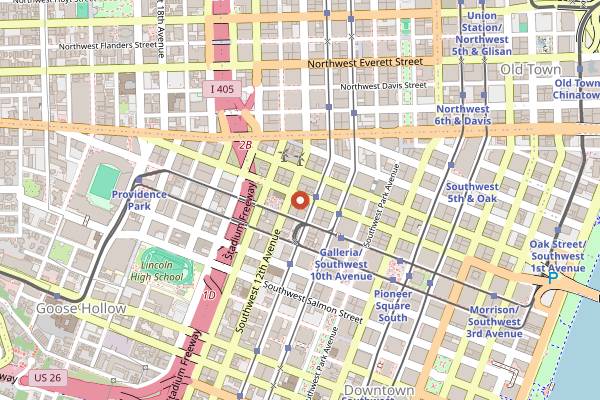 Map showing Multnomah Whiskey Library in Portland