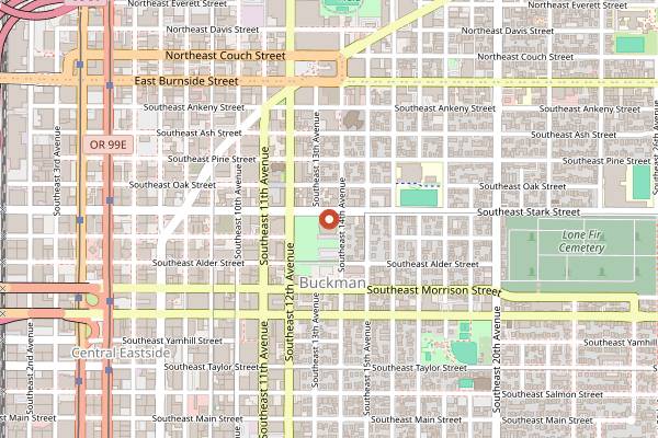 Map showing Revolution Hall in Portland