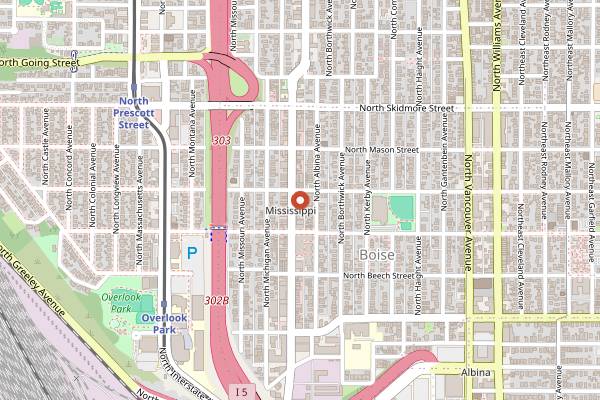 Map showing The 1905 in Portland