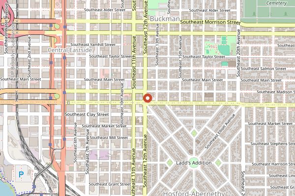 Map showing Cartopia Food Cart Pod in Portland