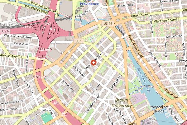 Map showing Ellie's Bakery in Providence