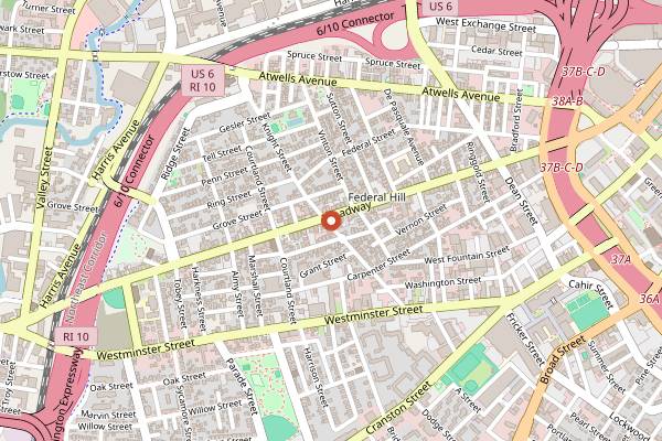 Map showing Seven Stars Bakery Broadway in Providence
