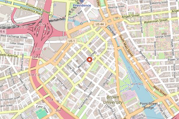 Map showing The Eddy in Providence