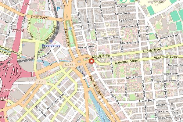 Map showing Bolt Coffee at the RISD Museum in Providence