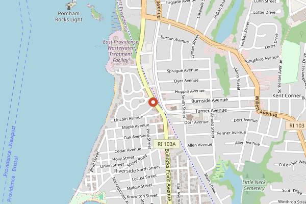 Map showing Borealis Coffee Riverside in Providence