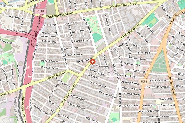Map showing Maaz's Chicken in Providence