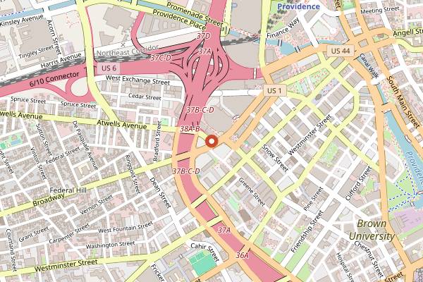 Map showing Galbani Columbus Weekend Festival in Providence