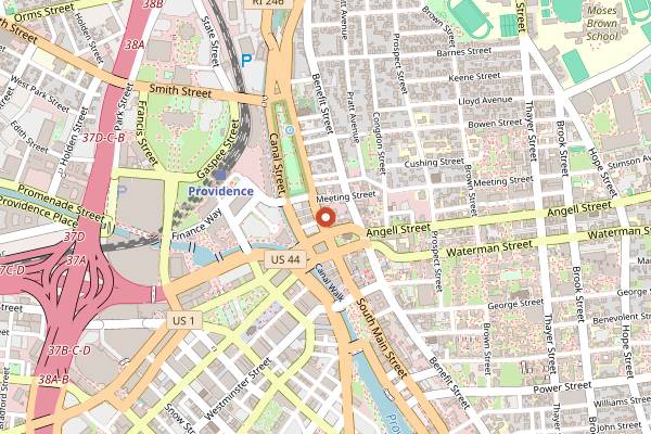 Map showing Mill's Tavern in Providence