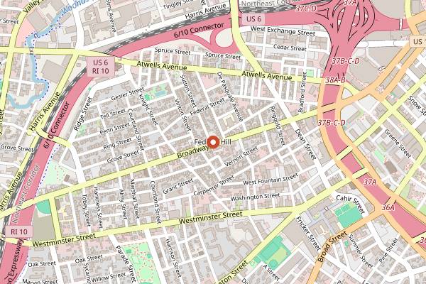 Map showing Federal Hill Tours by Chef Walter Potenza in Providence