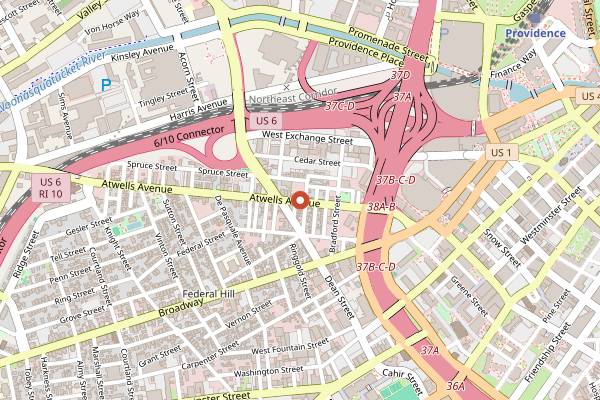 Map showing Andino's in Providence