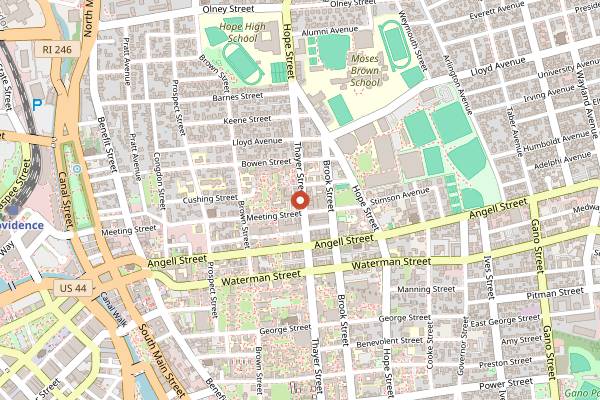 Map showing East Side Pockets in Providence
