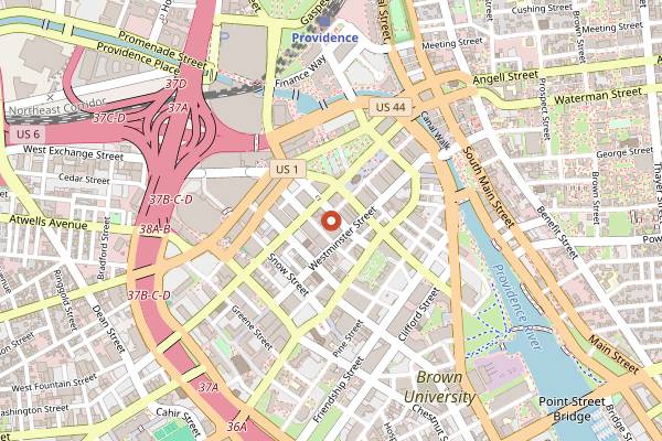 Map showing PVDFest Food Truck Village in Providence