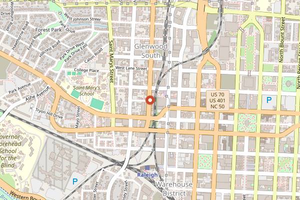 Map showing The Cupcake Shoppe Bakery + Coffee in Raleigh
