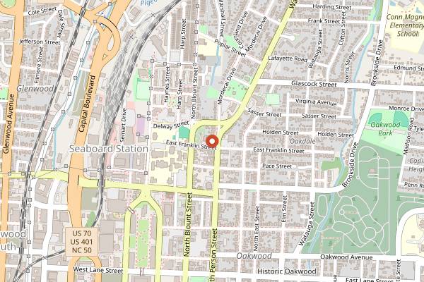 Map showing Yellow Dog Bread Co in Raleigh