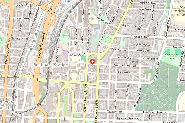 Map showing Standard Beer + Food in Raleigh