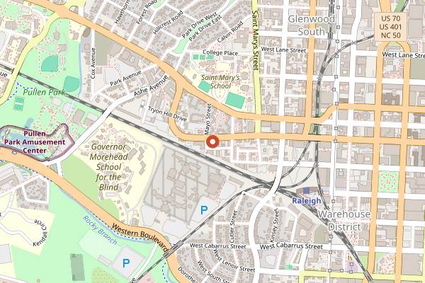 Map showing Trophy Brewing Co in Raleigh