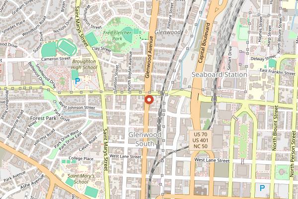 Map showing Raleigh Beer Garden in Raleigh