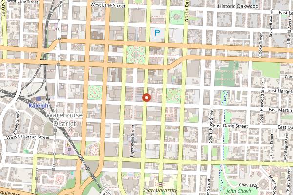 Map showing St. Roch Fine Oysters + Bar in Raleigh